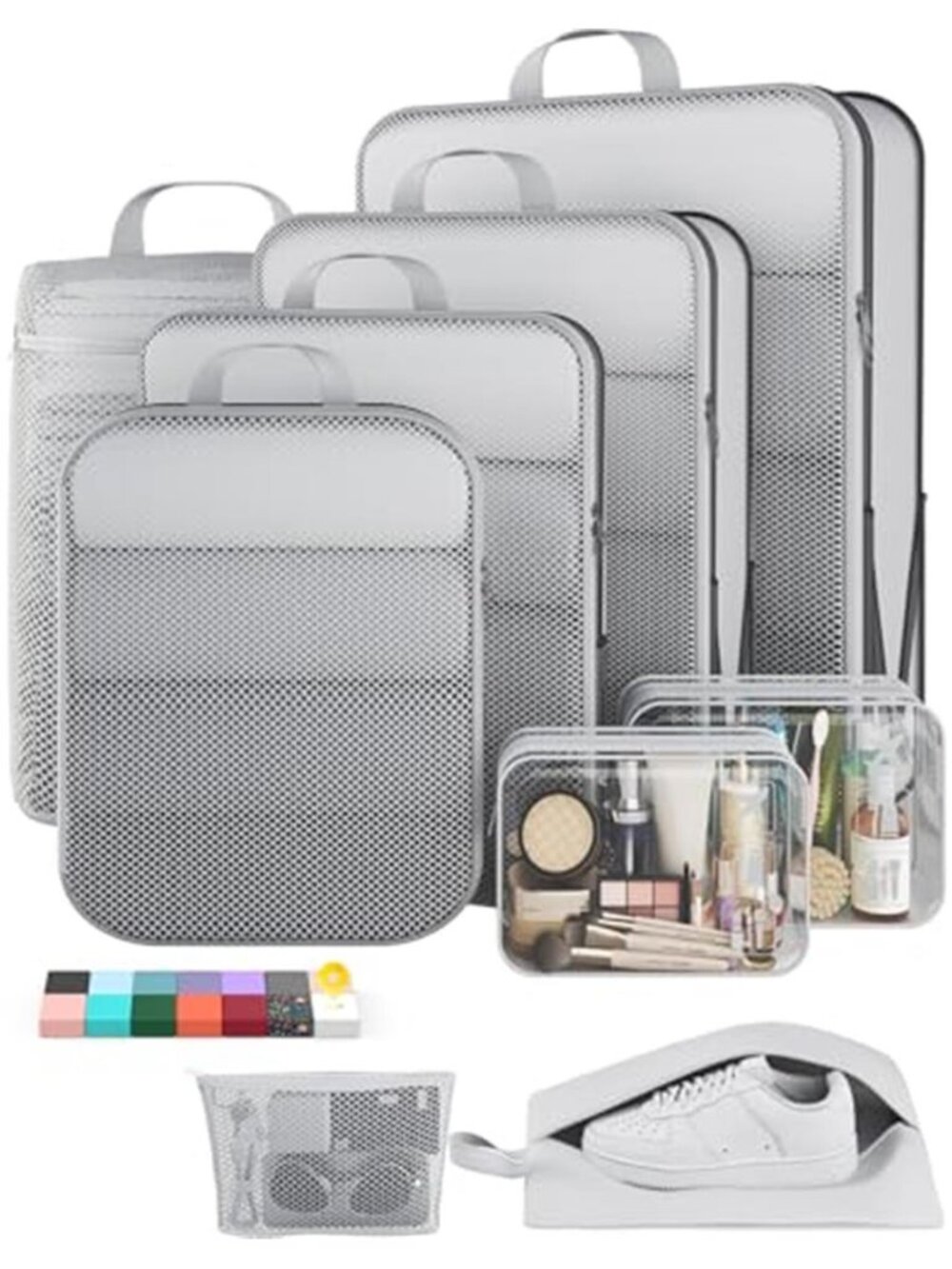 9 Set Compression Packing Cubes Travel Luggage Organizer Bags Space Saver